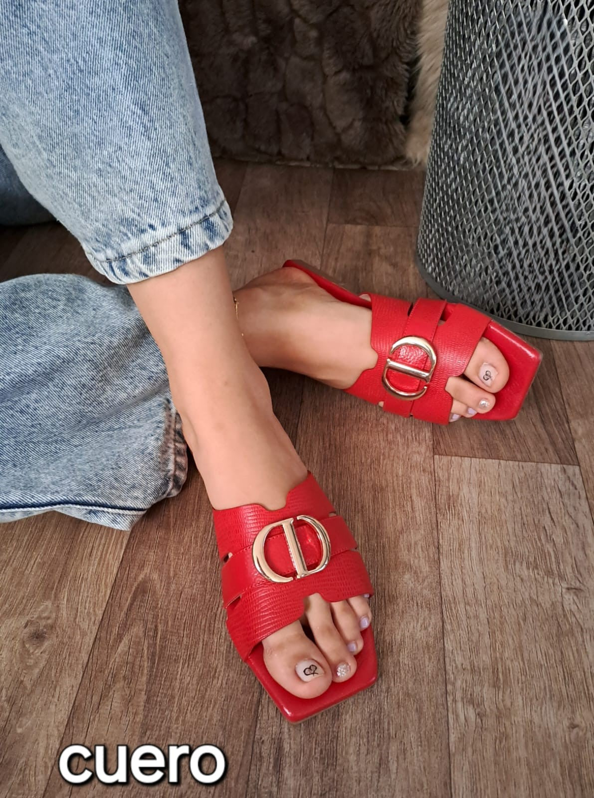 Sandalia Neolite en Cuero Rojo para Mujer