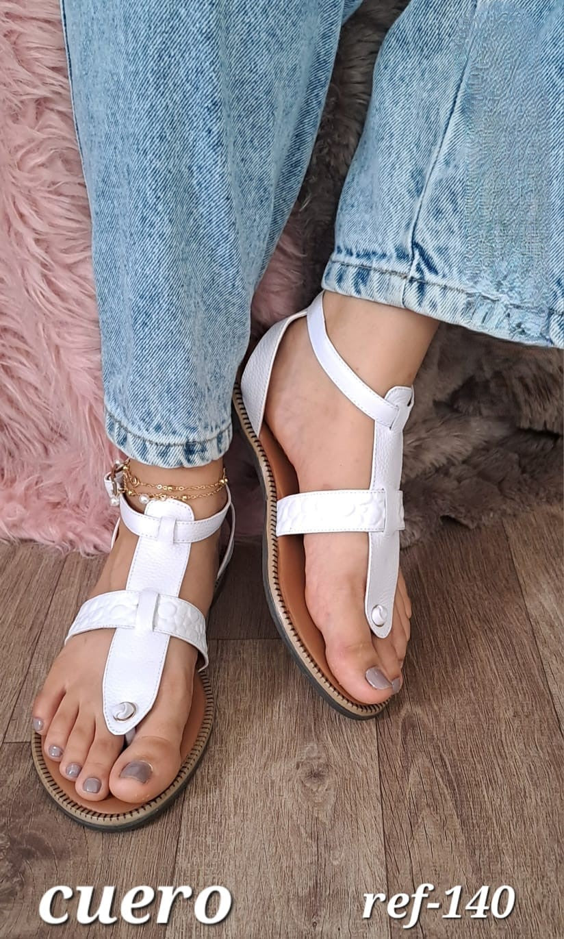 Sandalias de Cuero Blancas para Mujer