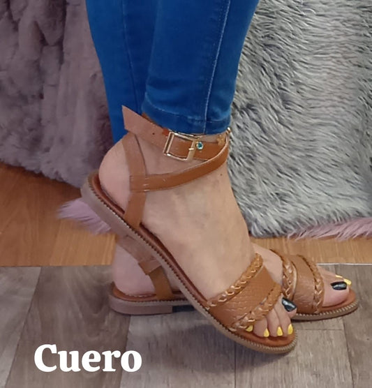 Sandalias de Cuero Marrón para Mujer