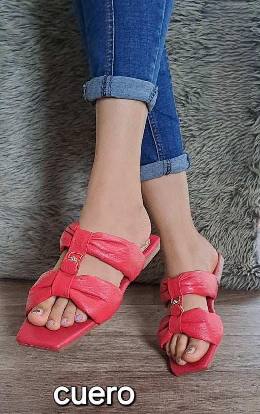 Sandalias de Cuero para Mujer en Color Coral