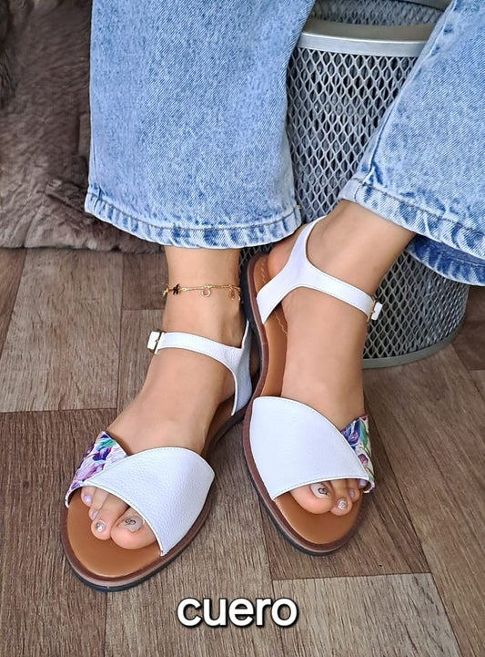 Sandalias de Cuero para Mujer en Color Blanco